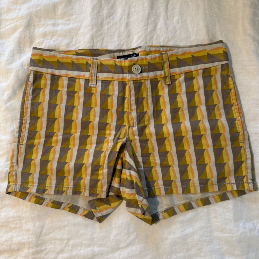 GAP Hadley Yellow and Gray Geometric Patterned Women’s Shorts 0